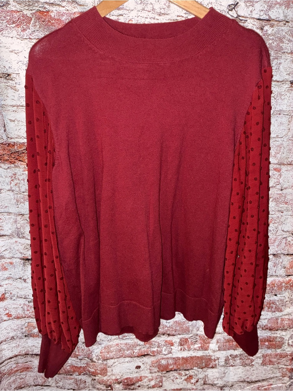 CeCe Women's Burgundy Scoop Neck Sweater - Picture 2 of 4